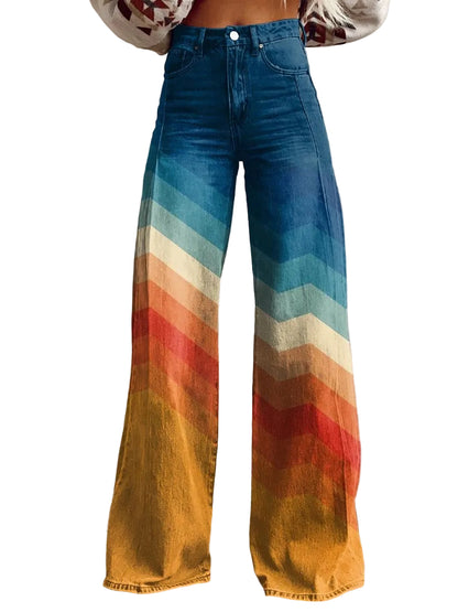 Kvinders Retro Bukser med Zigzag Mønster 0