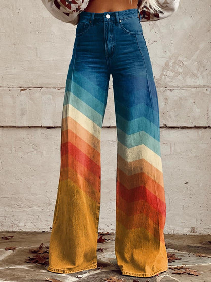 Kvinders Retro Bukser med Zigzag Mønster 1