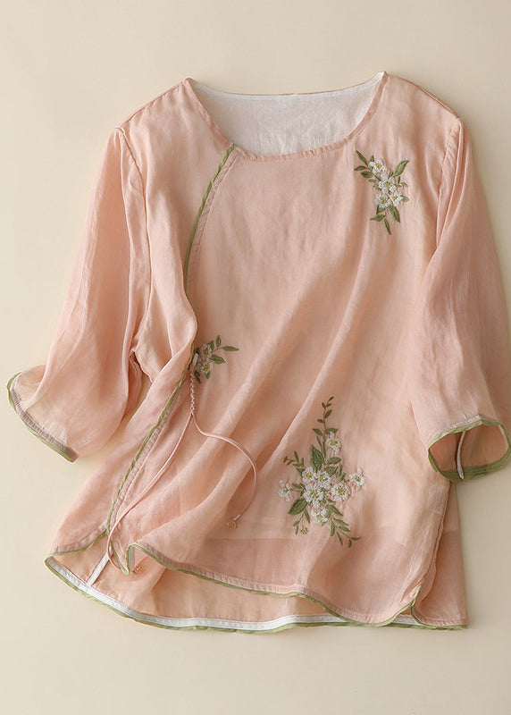 Kvinders Retro Skjorte Top Broderet Kinesisk Stil 1