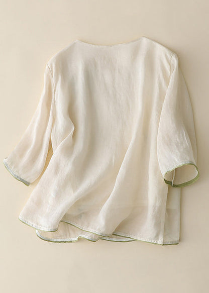 Kvinders Retro Skjorte Top Broderet Kinesisk Stil 2