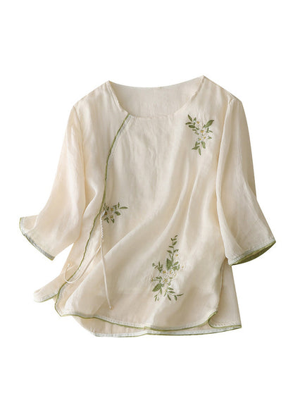 Kvinders Retro Skjorte Top Broderet Kinesisk Stil 4