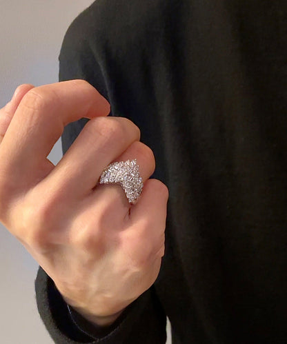 Kvinders Ring med Sterling Sølv og Zircon Design 2