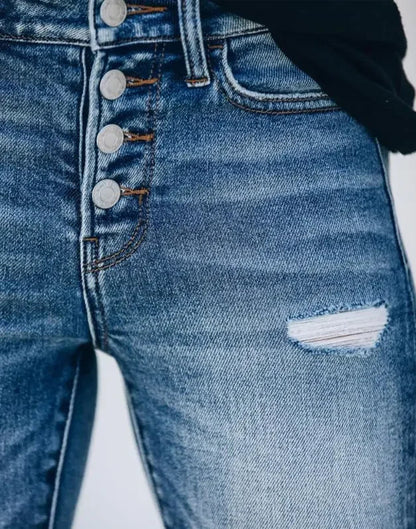 Kvinders Ripped Slim Fit Denim Jeans 4