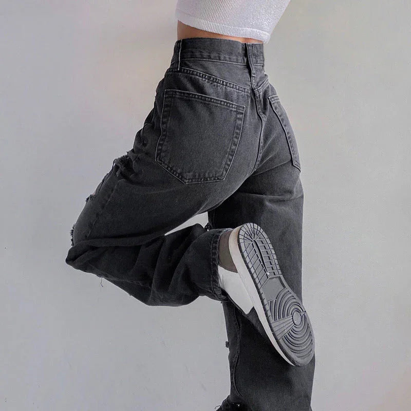 Kvinders Rippede Denimjeans med Rå Søm 2
