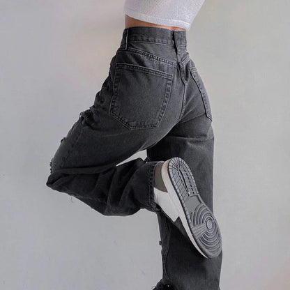 Kvinders Rippede Denimjeans med Rå Søm 2