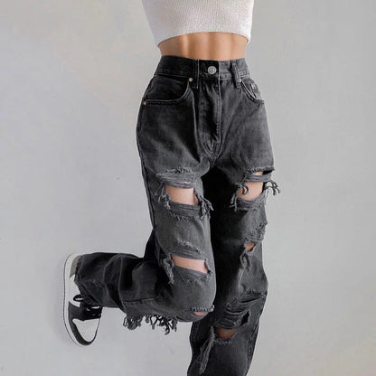 Kvinders Rippede Denimjeans med Rå Søm 3