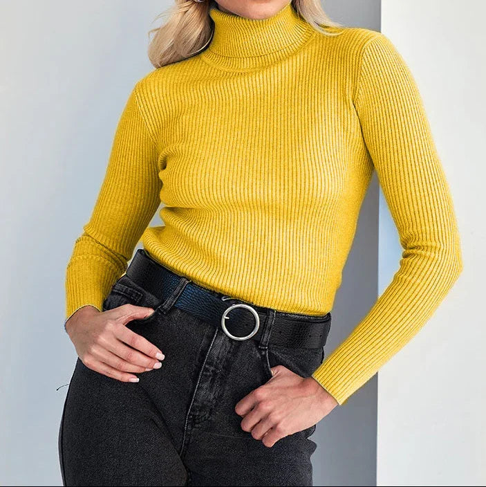 Kvinders Rullekravesweater Ribstrikket 2