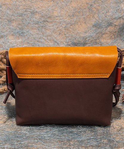 Kvinders Satchel Håndtaske i Brun og Gul 1