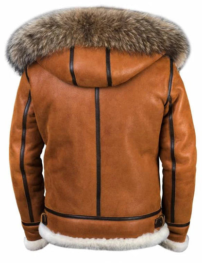 Kvinders Saueskinnsjakke med Pelshette Casual Tidløs Design 3
