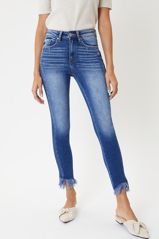 Kvinders Skinny Jeans Høj Talje Med Kantdetaljer 1