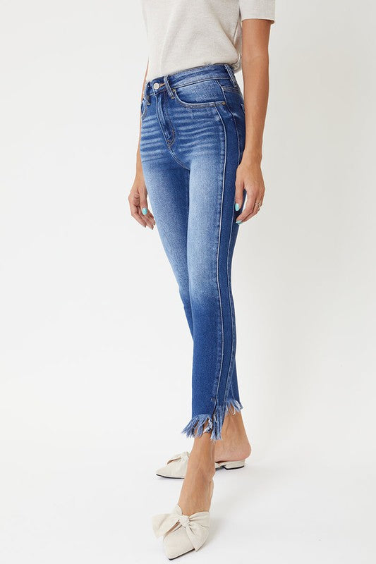 Kvinders Skinny Jeans Høj Talje Med Kantdetaljer 2