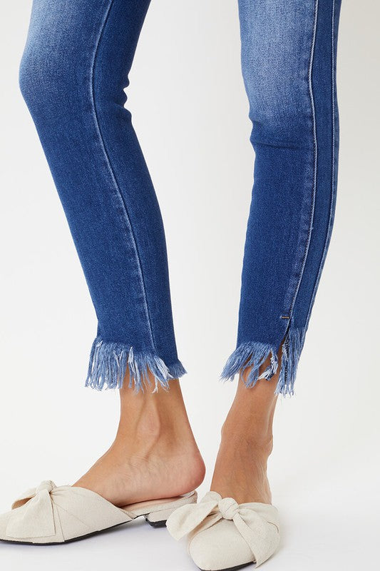 Kvinders Skinny Jeans Høj Talje Med Kantdetaljer 5