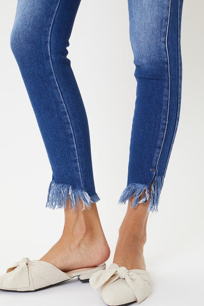Kvinders Skinny Jeans Høj Talje Med Kantdetaljer 5