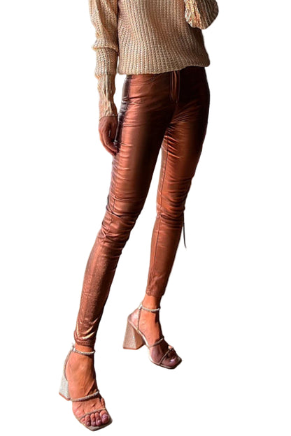 Kvinders Skinny Legging Bukser Metallisk Stil 0
