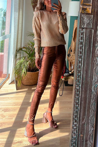 Kvinders Skinny Legging Bukser Metallisk Stil 1