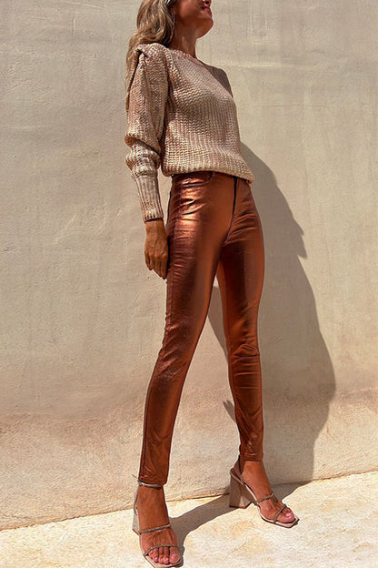 Kvinders Skinny Legging Bukser Metallisk Stil 2