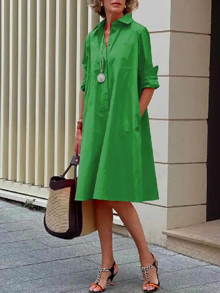 Kvinders Skjortekjole Med Afslappet Stil 3