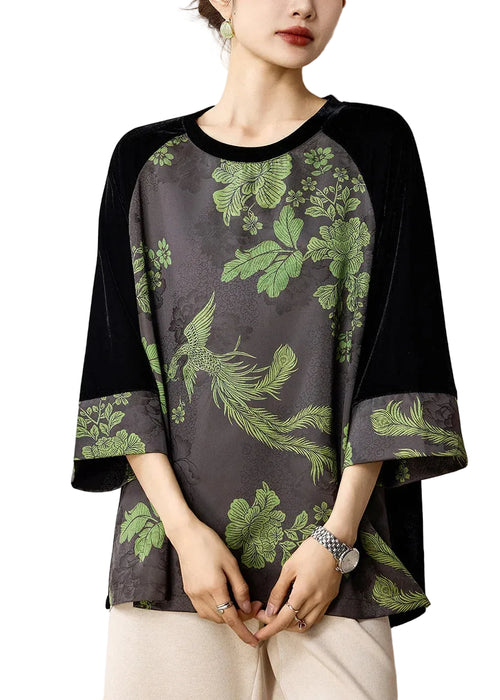 Kvinders Skjortetop Boho Patchwork Stil 0