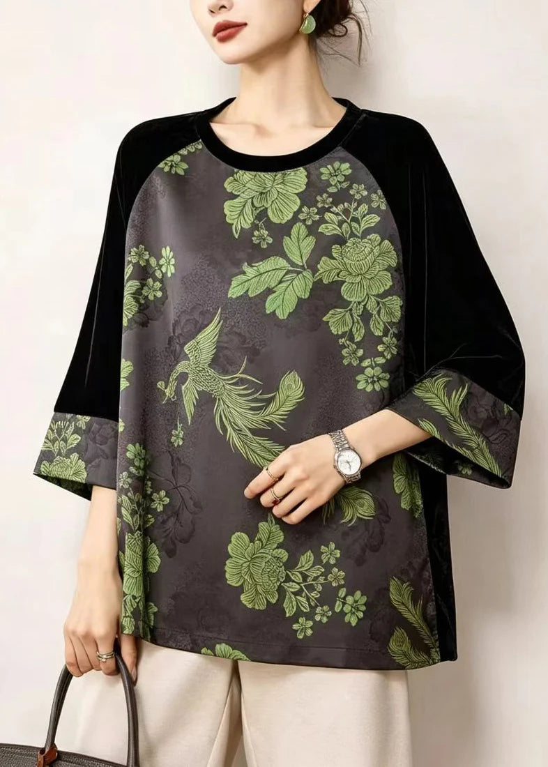 Kvinders Skjortetop Boho Patchwork Stil 1