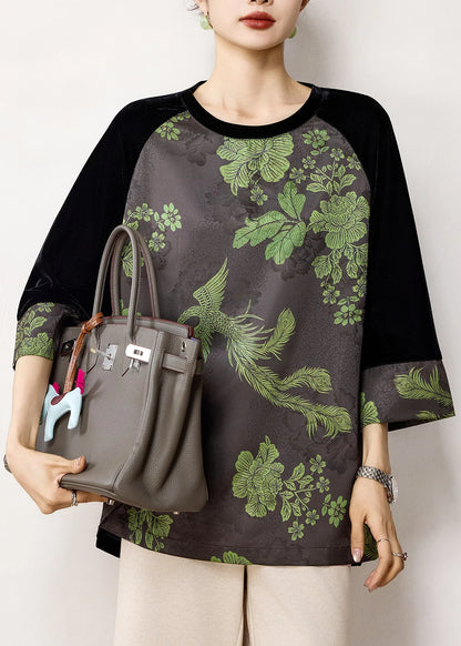 Kvinders Skjortetop Boho Patchwork Stil 2