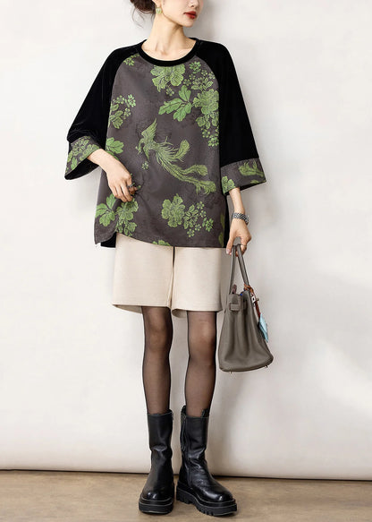 Kvinders Skjortetop Boho Patchwork Stil 3