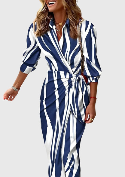 Kvinders Slå-Om-Kjole Med Moderne Print 9