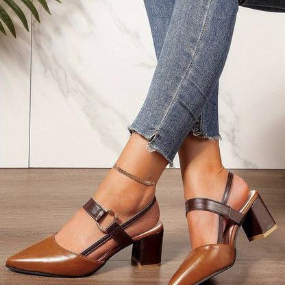 Kvinders Slingback Pumps Colorblock Design Blokhæl 2