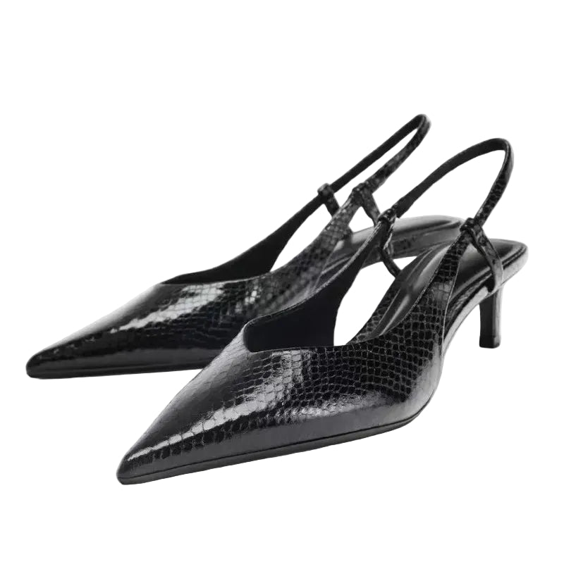 Kvinders Slingbacks Med Spids Tå I Blank Finish 0