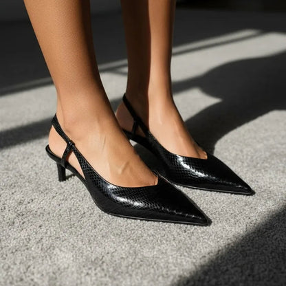 Kvinders Slingbacks Med Spids Tå I Blank Finish 1