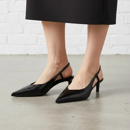 Kvinders Slingbacks Med Spids Tå I Blank Finish 2