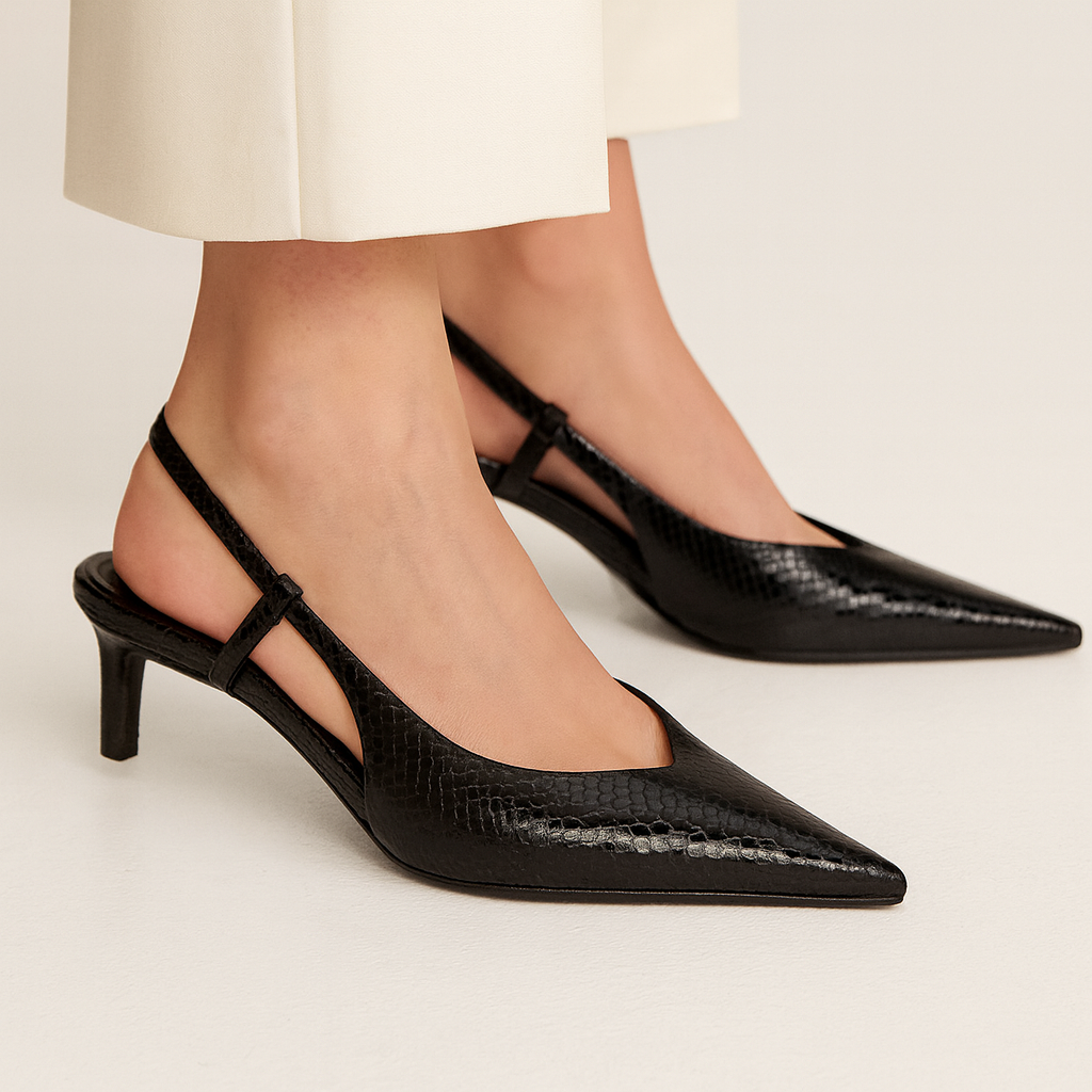 Kvinders Slingbacks Med Spids Tå I Blank Finish 3