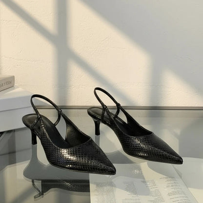 Kvinders Slingbacks Med Spids Tå I Blank Finish 4