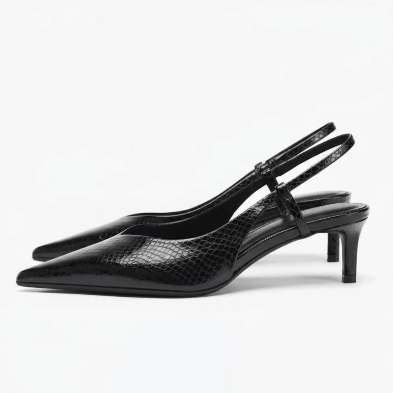 Kvinders Slingbacks Med Spids Tå I Blank Finish 5