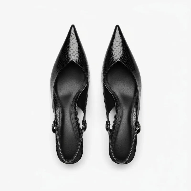 Kvinders Slingbacks Med Spids Tå I Blank Finish 6