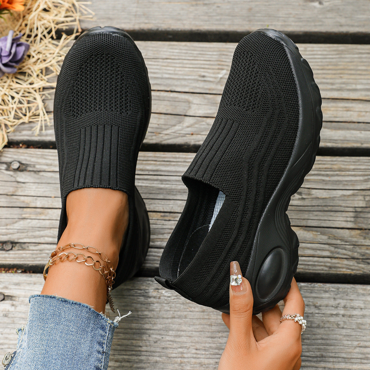 Kvinders Slip-On Sneakers med Åndbar Mesh 4