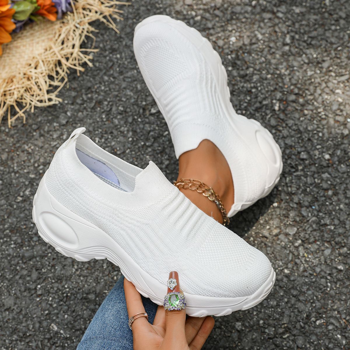 Kvinders Slip-On Sneakers med Åndbar Mesh 6
