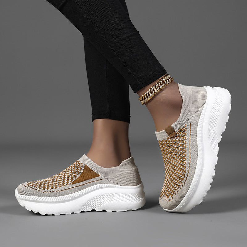 Kvinders Slip-On Sneakers med Elastisk Skaft og Letvægtsdesign 4