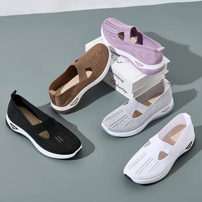 Kvinders Sneakers Åndbar Mesh Casual Sko Flade Strikkede Sko 5