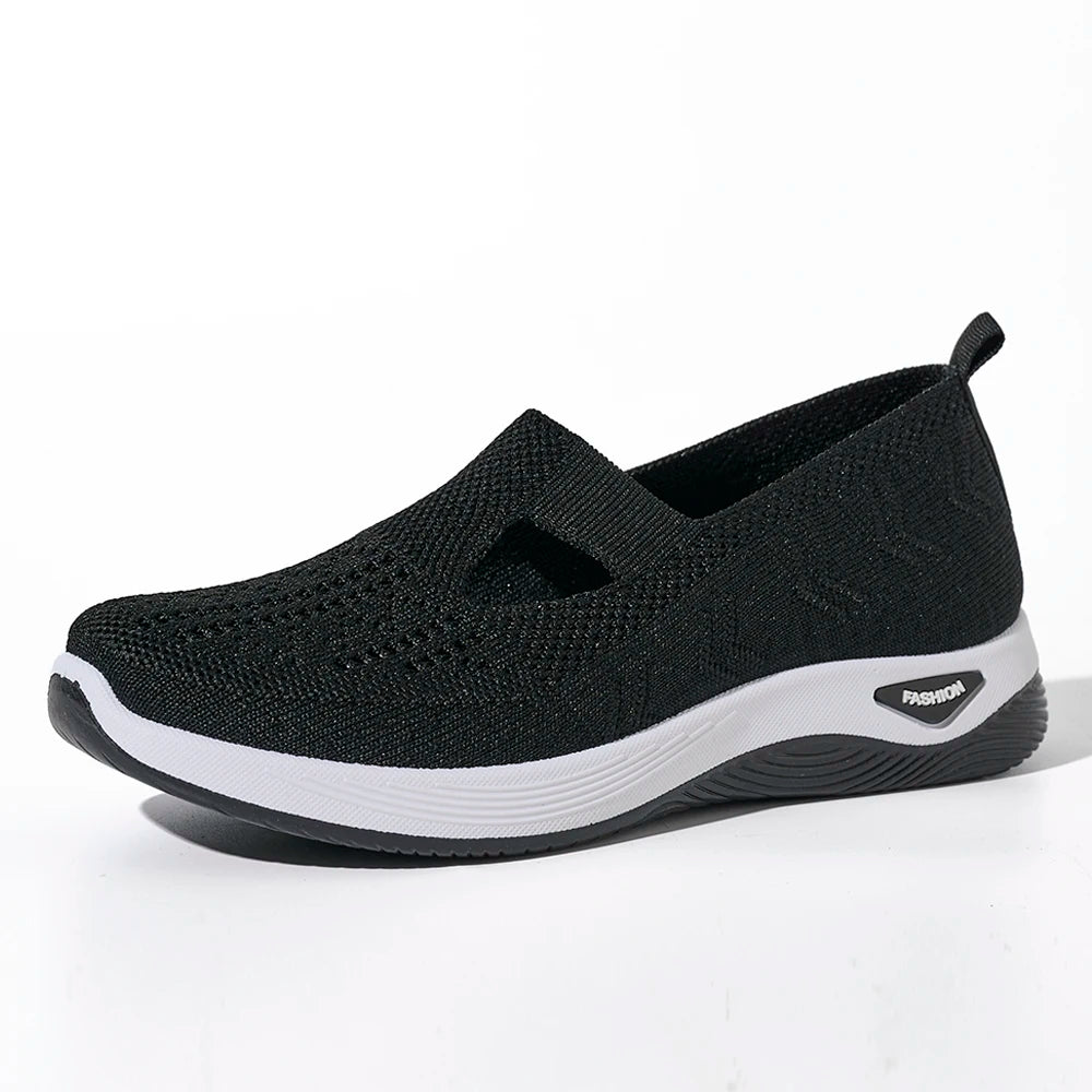 Kvinders Sneakers Åndbar Mesh Casual Sko Flade Strikkede Sko 7