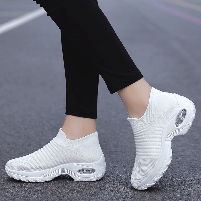 Kvinders Sneakers Sporty Åndbart Stof Gummi Sål 5