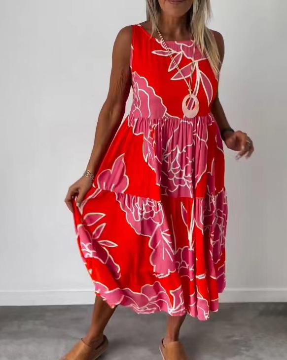 Kvinders Sommerkjole Ærmeløs Casual Slå-Stil 6