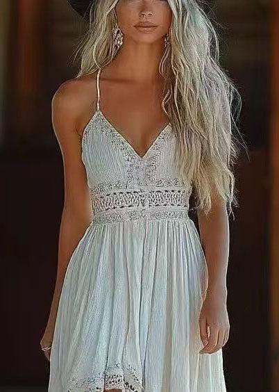 Kvinders Sommerkjole Boheme V-hals Asymmetrisk Design 3