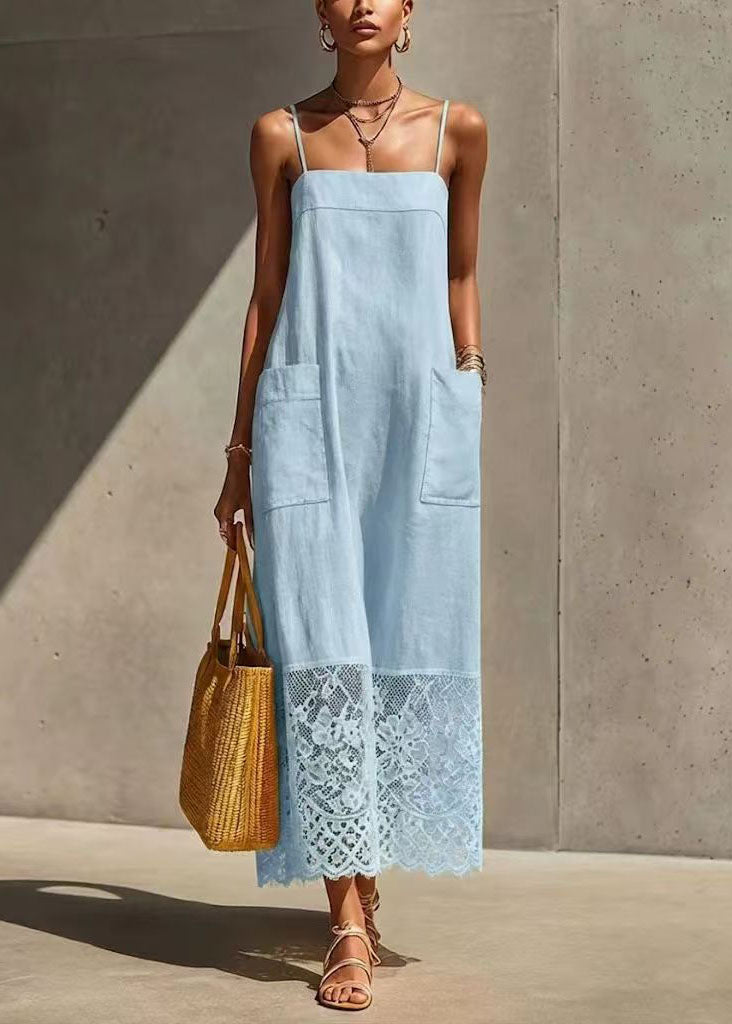 Kvinders Sommerkjole Patchwork med Spaghetti Stropper 1