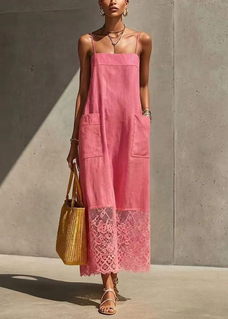 Kvinders Sommerkjole Patchwork med Spaghetti Stropper 2