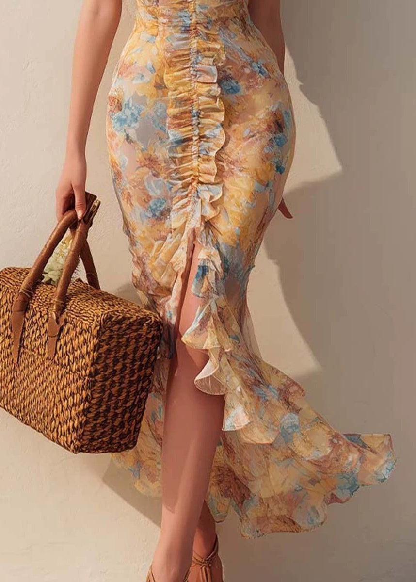 Kvinders Sommerkjole med Flæser og Patchwork Print 3