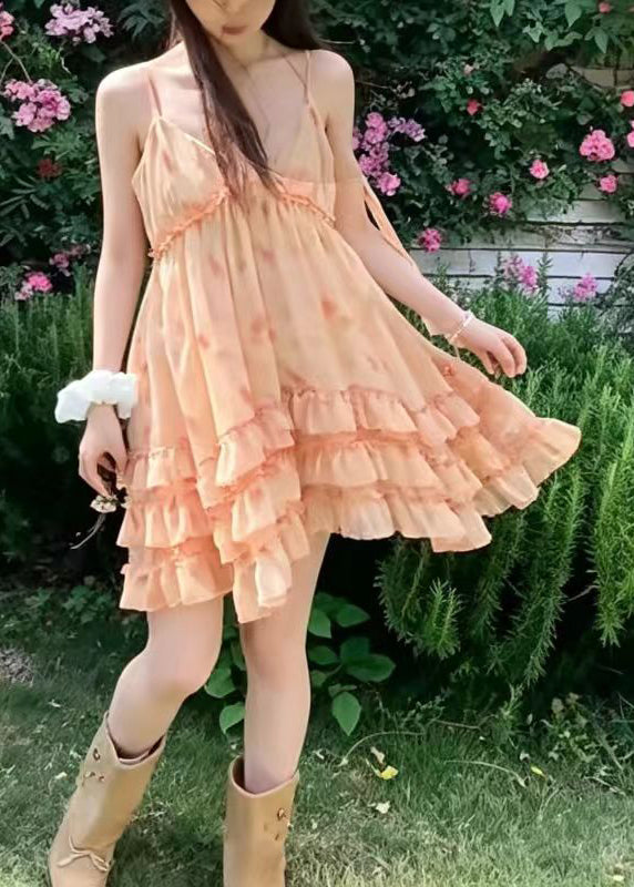 Kvinders Sommerkjole med Orange Print i Chiffon 2