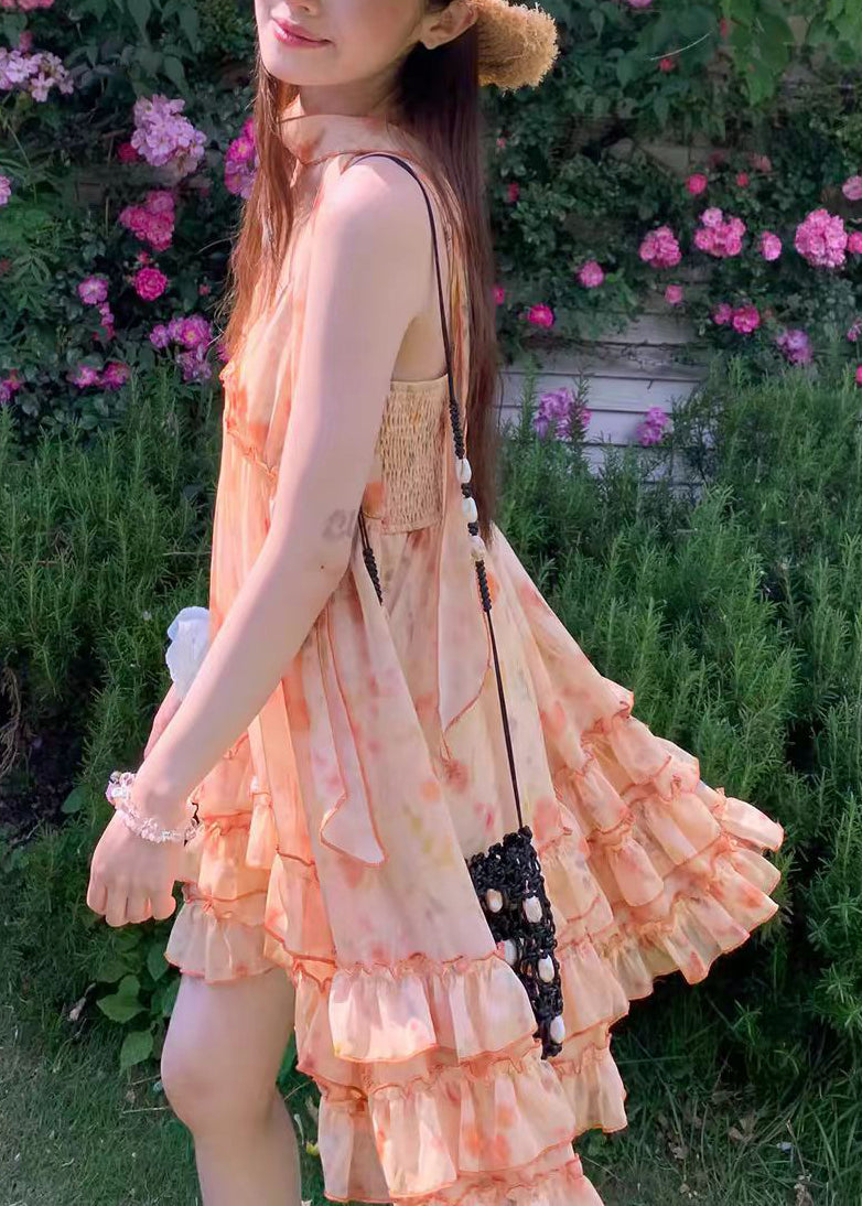 Kvinders Sommerkjole med Orange Print i Chiffon 4