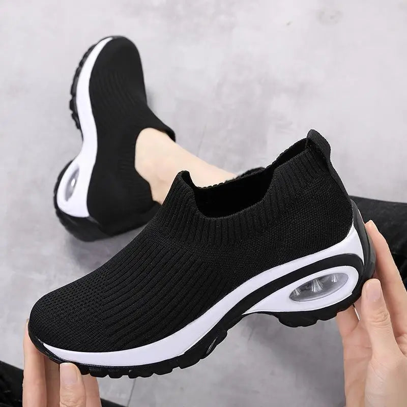 Kvinders Sport Sneakers Wedge Platform Åndbar Tekstil 0