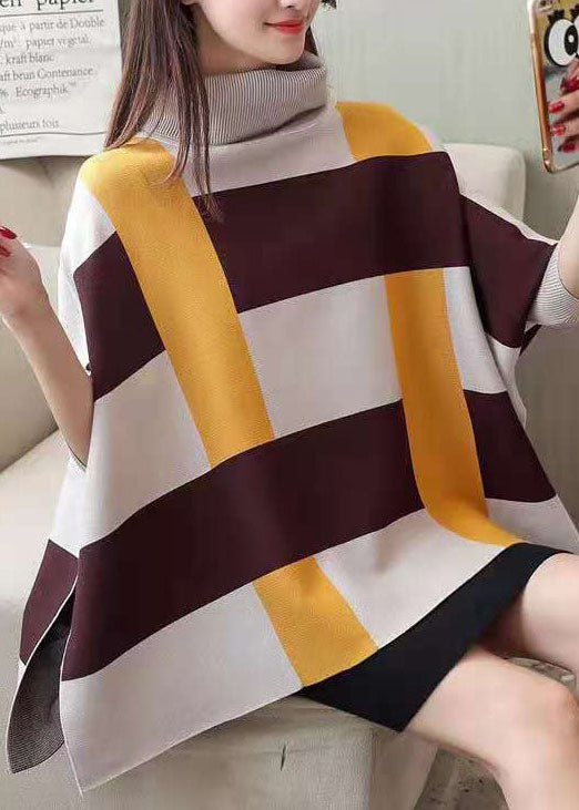 Kvinders Stribet Bluse med Flagermusærmer Afslappet Stil 2