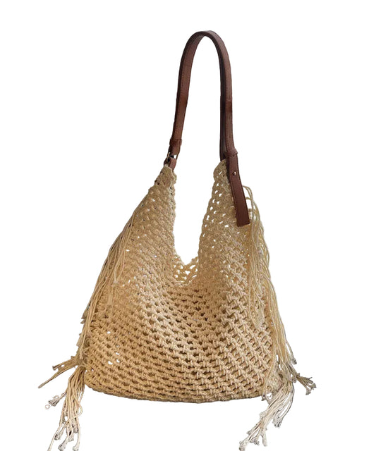 Kvinders Strikkede Skuldertaske Strandstil 0